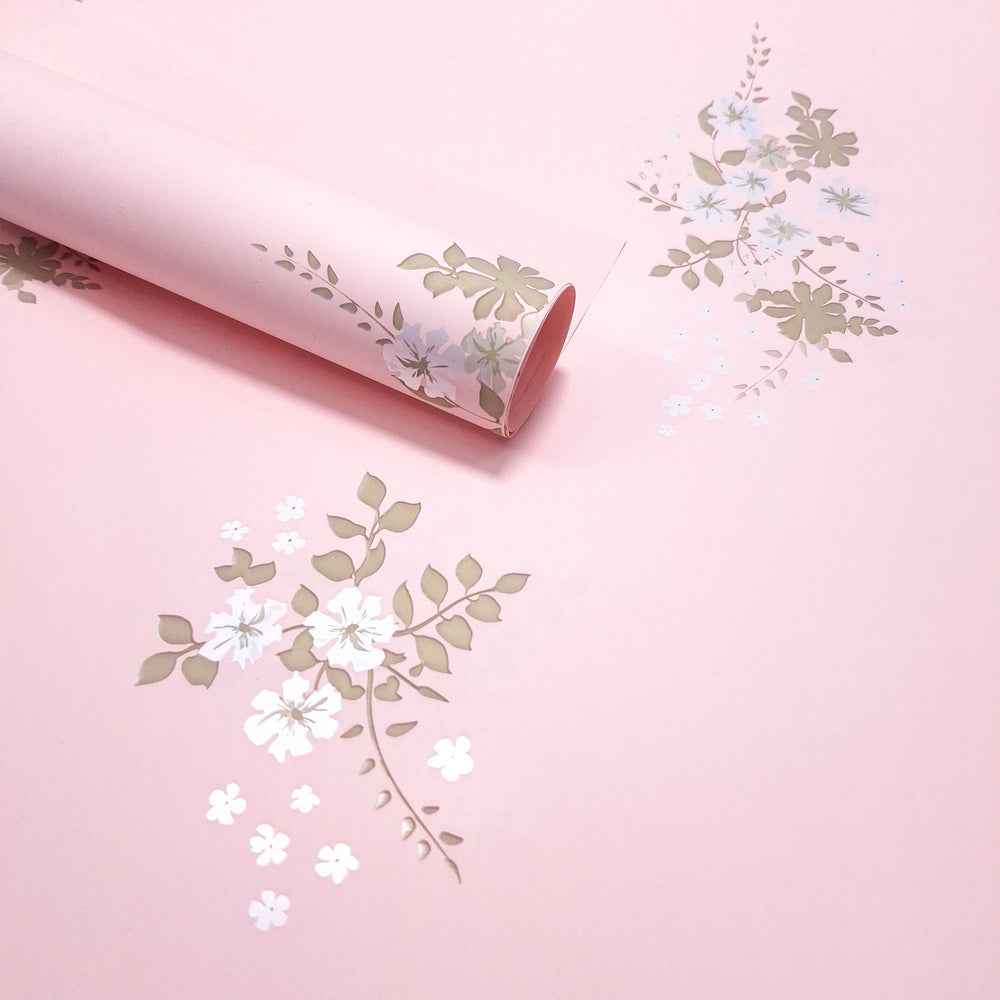 Coli celofan cu print floral, culoare roz J02 - ROC A288