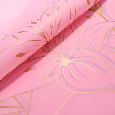 Coli celofan semitransparent cu print floral, culoare roz închis - ROC A288