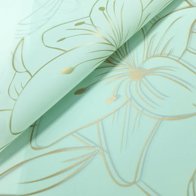 Coli celofan semitransparent cu print floral, culoare vernil - ROC A288