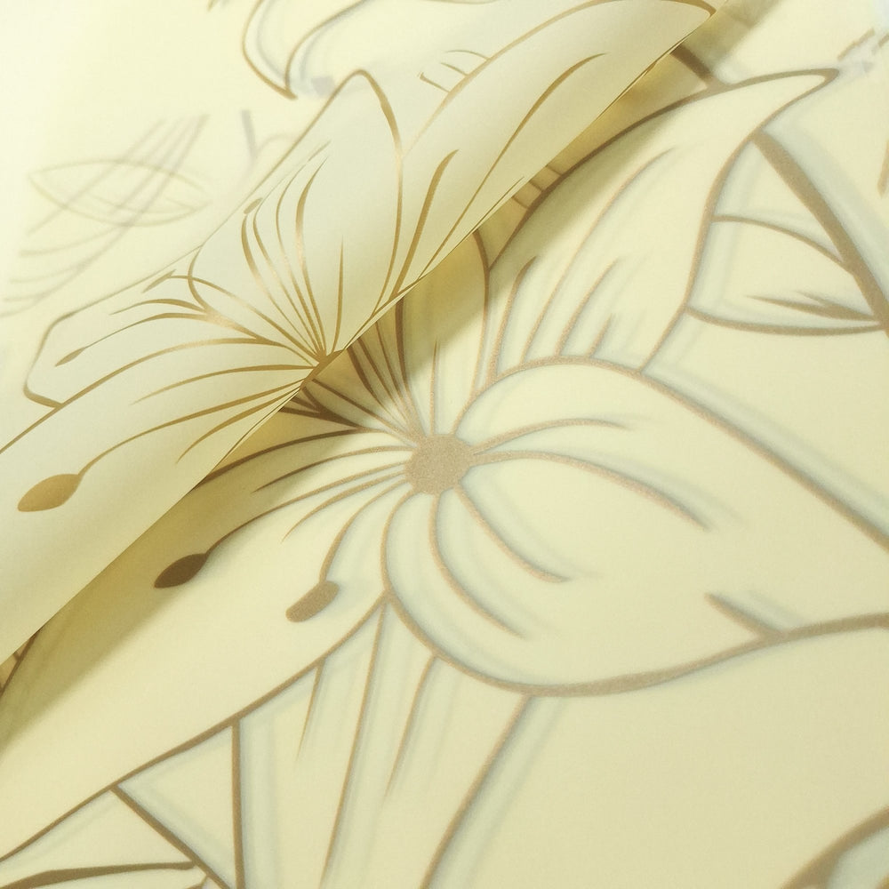 Coli celofan semitransparent cu print floral, culoare crem - ROC A288