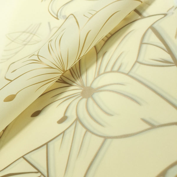 Coli celofan semitransparent cu print floral, culoare crem - ROC A288