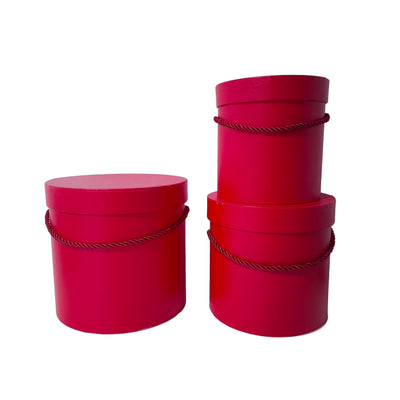 Set 3 cutii cilindru, culoare roșu - ROC 5870