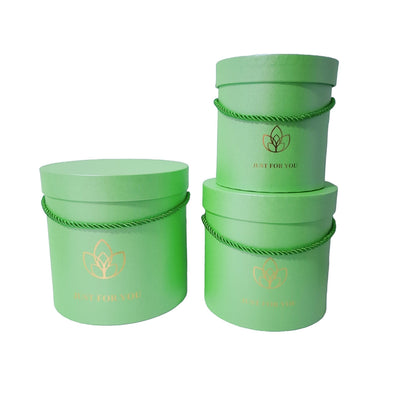 Set 3 cutii cilindru, culoare verde - ROC 5870