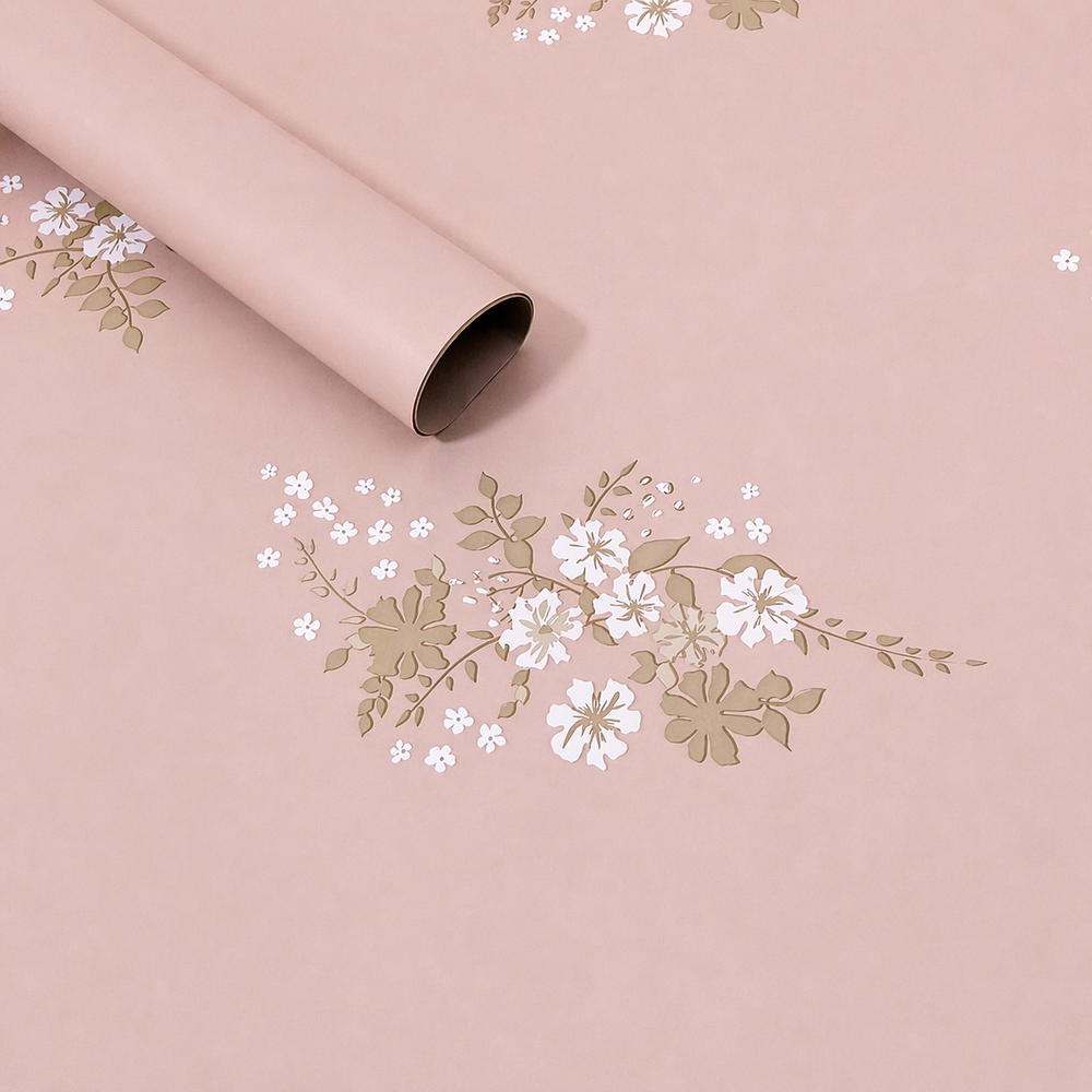 Coli celofan cu print floral, culoare bej J03 - ROC A288