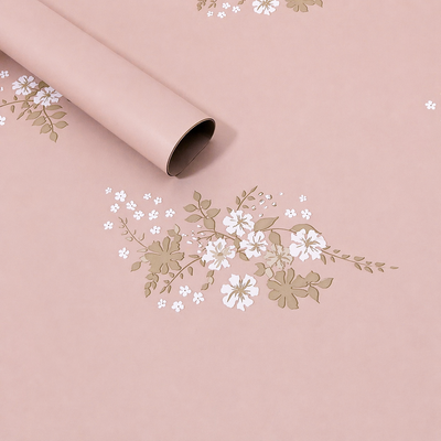 Coli celofan cu print floral, culoare bej J03 - ROC A288