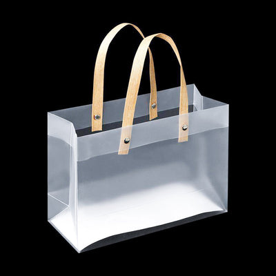 Set 10 pungi transparente dreptunghiulare cu mânere - ROC A218