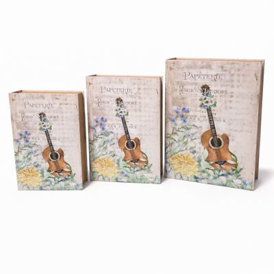 Set 3 cutii din carton tip carte, model chitară SY606 - ROC 529