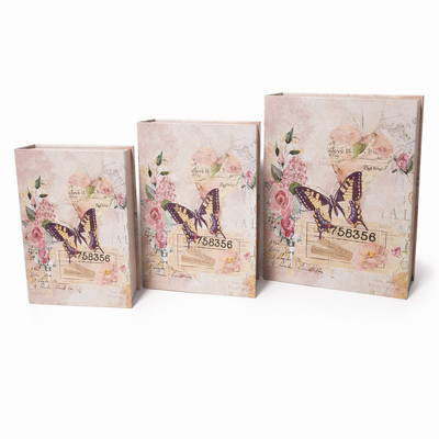 Set 3 cutii din carton tip carte, model fluture SY607 - ROC 529