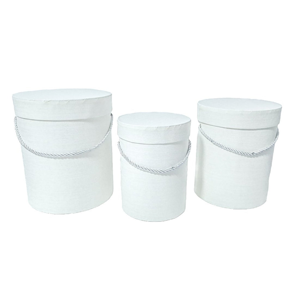Set 3 cutii cilindru, culoare alb - ROC 5312