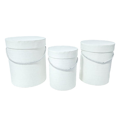 Set 3 cutii cilindru, culoare alb - ROC 5312