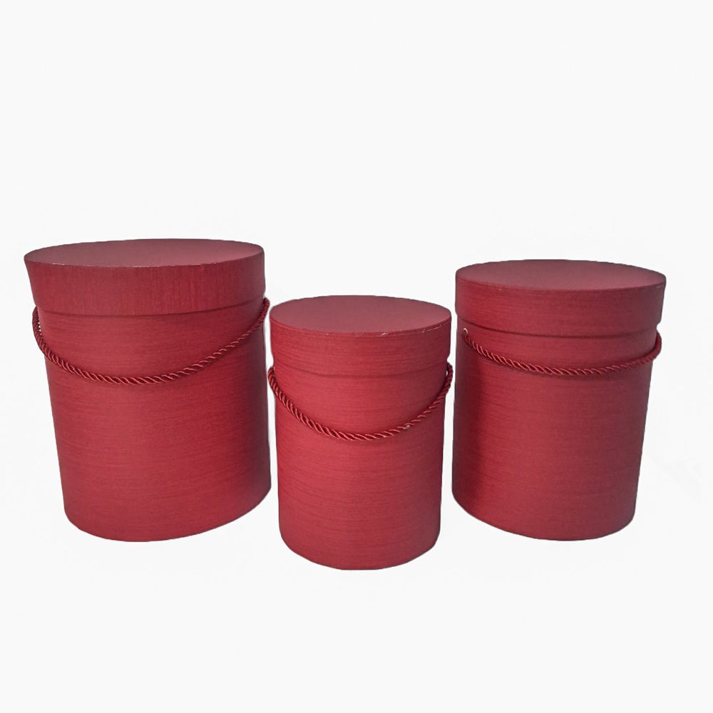 Set 3 cutii cilindru, culoare roșu - ROC 5312