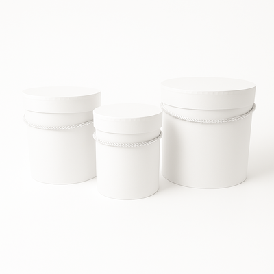 Set 3 cutii cilindru, culoare alb - ROC 5312