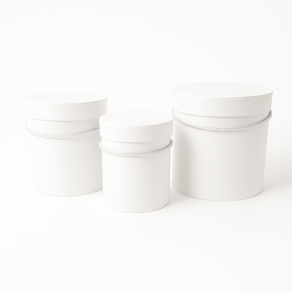 Set 3 cutii cilindru, culoare alb - ROC 5312