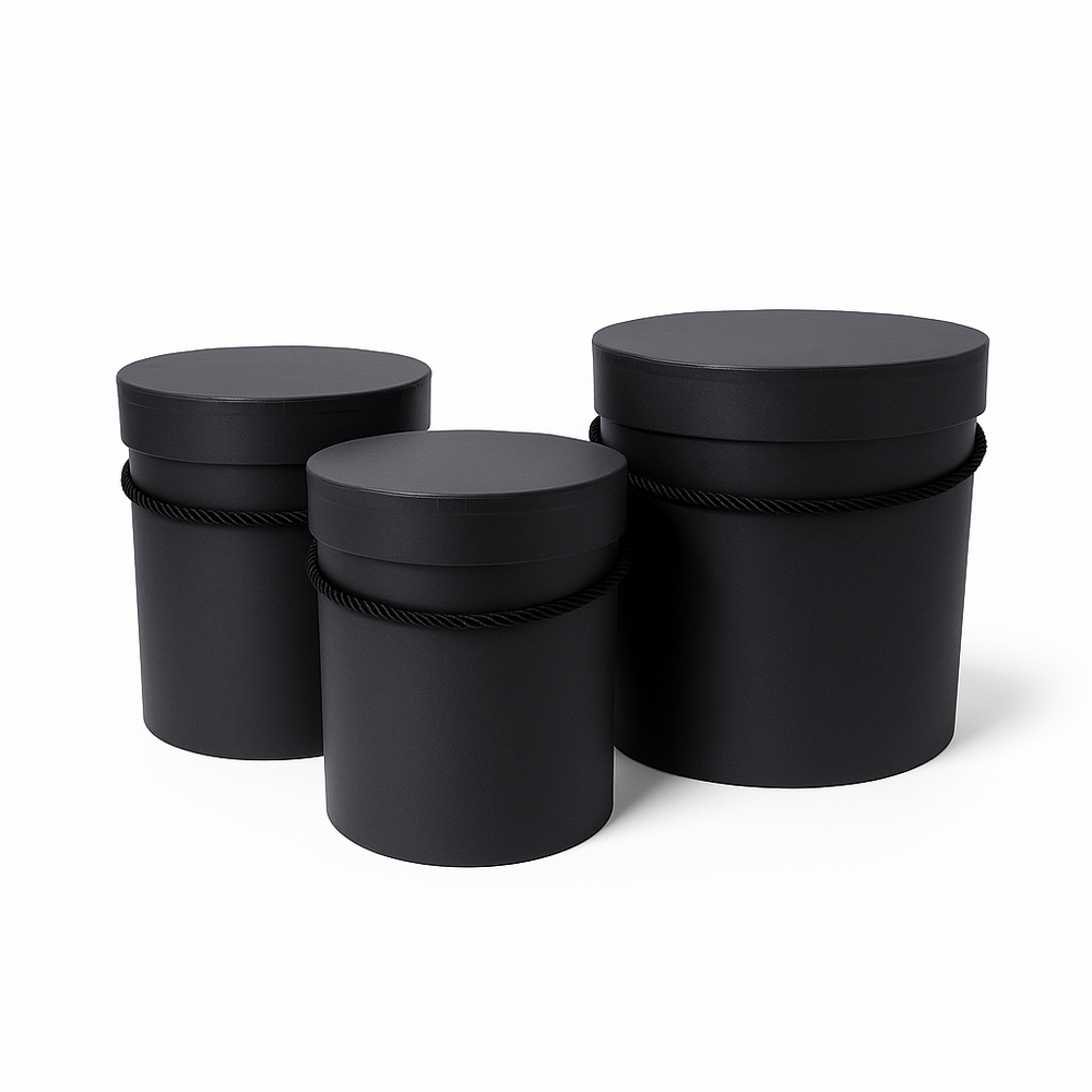 Set 3 cutii cilindru, culoare negru - ROC 5312