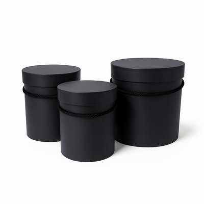 Set 3 cutii cilindru, culoare negru - ROC 5312