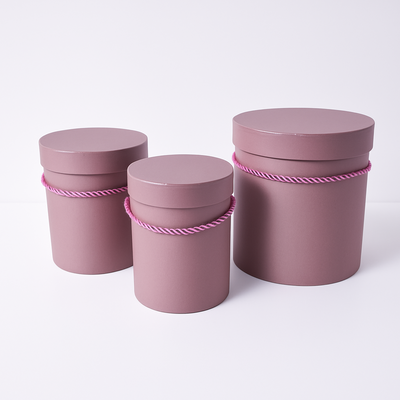 Set 3 cutii cilindru, culoare roz prăfuit deschis - ROC 5312