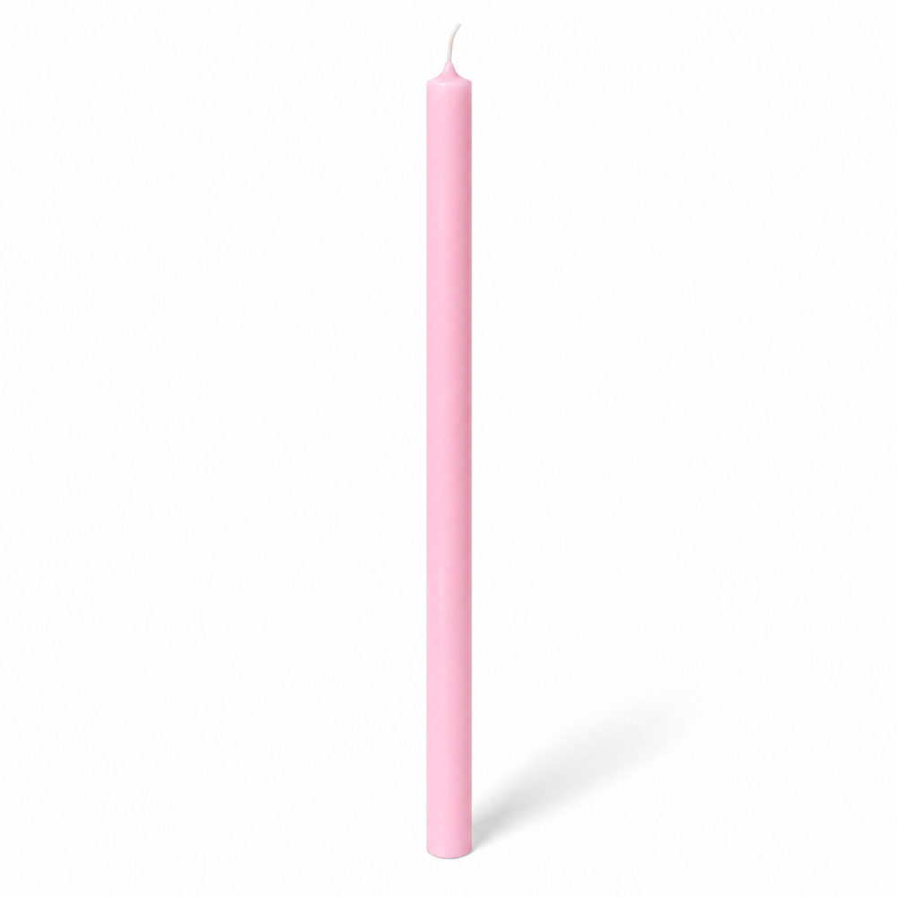 Lumânare din parafină albă pentru botez, 45 cm, culoare roz - 45030 DR ROZ