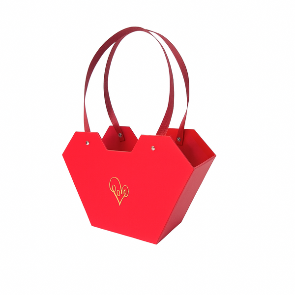 Cutie din carton cu print ”Love” pentru aranjamente florale, culoare roșu - ROC 5816