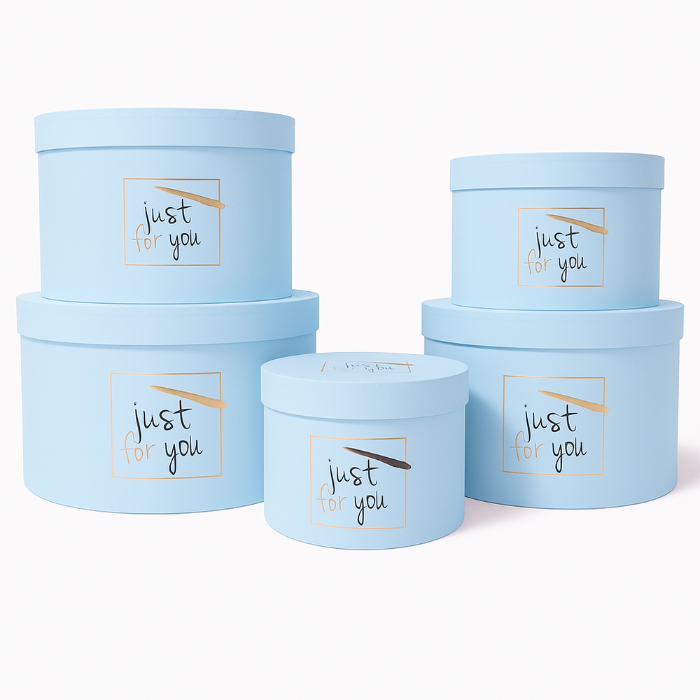 Set 5 cutii rotunde cu print ”Just for you”, culoare blue - ROC 5909