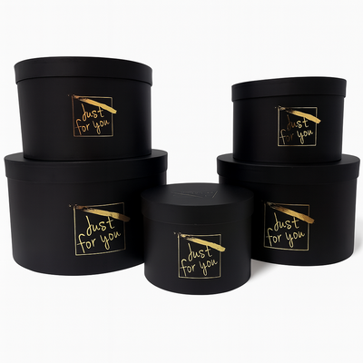 Set 5 cutii rotunde cu print ”Just for you”, culoare negru - ROC 5909