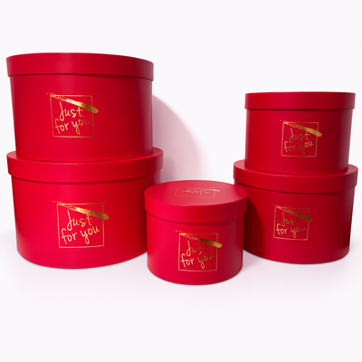 Set 5 cutii rotunde cu print ”Just for you”, culoare roșu - ROC 5909