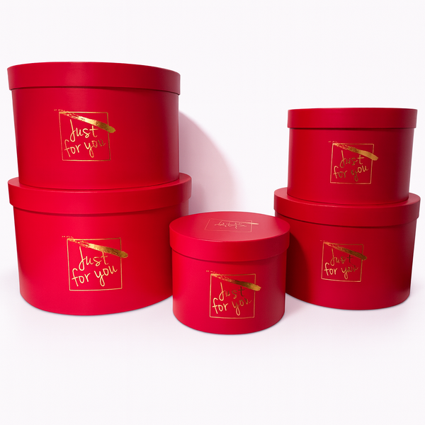 Set 5 cutii rotunde cu print ”Just for you”, culoare roșu - ROC 5909