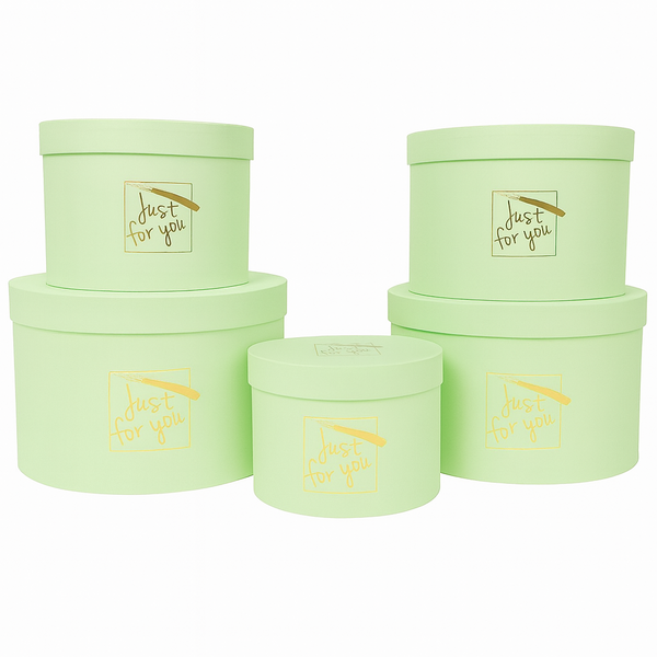 Set 5 cutii rotunde cu print ”Just for you”, culoare vernil - ROC 5909