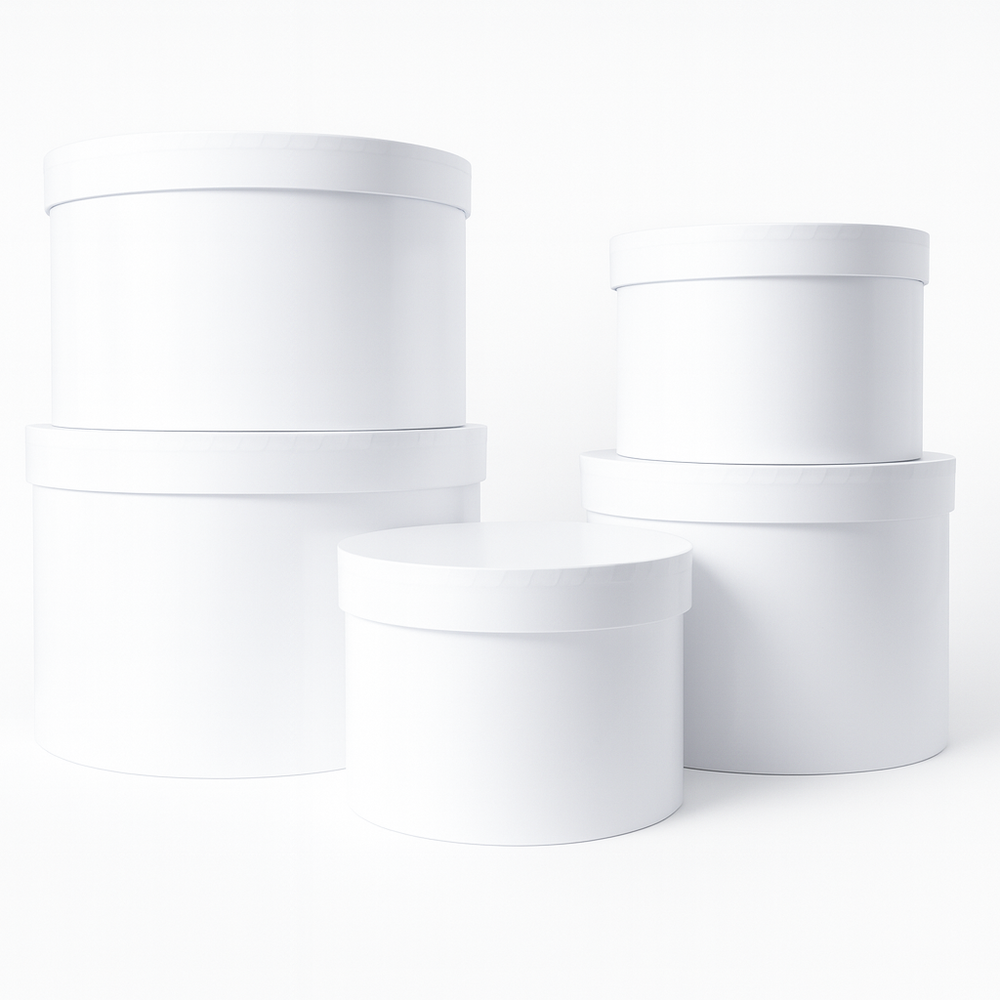 Set 5 cutii uni din carton cu capac, culoare alb - ROC 5909