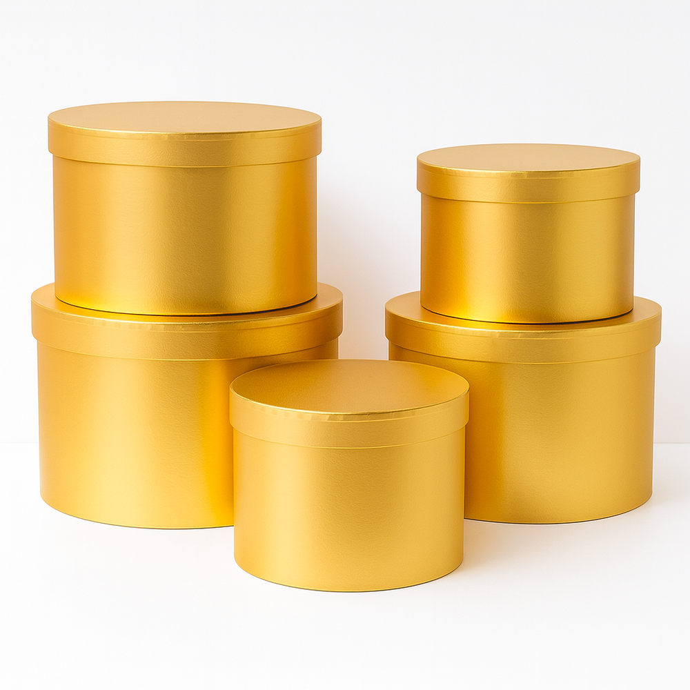 Set 5 cutii uni din carton cu capac, culoare auriu - ROC 5909