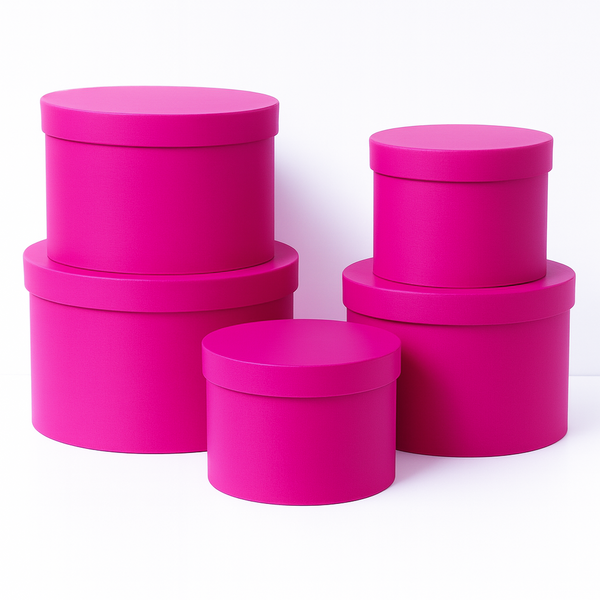 Set 5 cutii uni din carton cu capac, culoare ciclam - ROC 5909