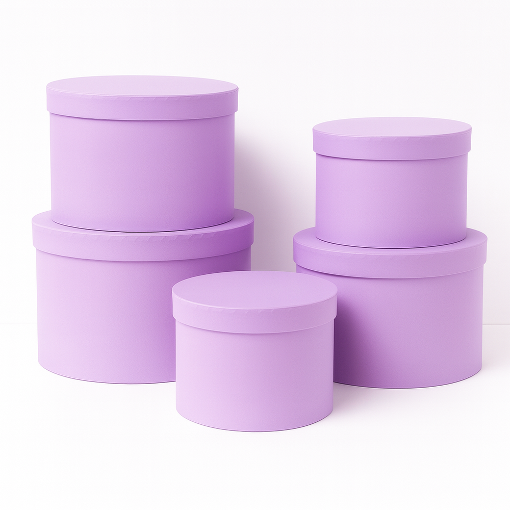 Set 5 cutii uni din carton cu capac, culoare lila - ROC 5909
