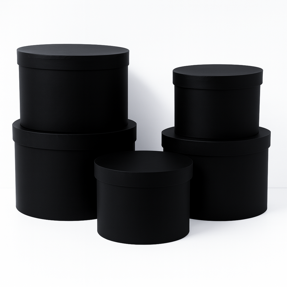 Set 5 cutii uni din carton cu capac, culoare negru - ROC 5909