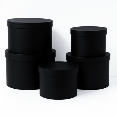 Set 5 cutii uni din carton cu capac, culoare negru - ROC 5909