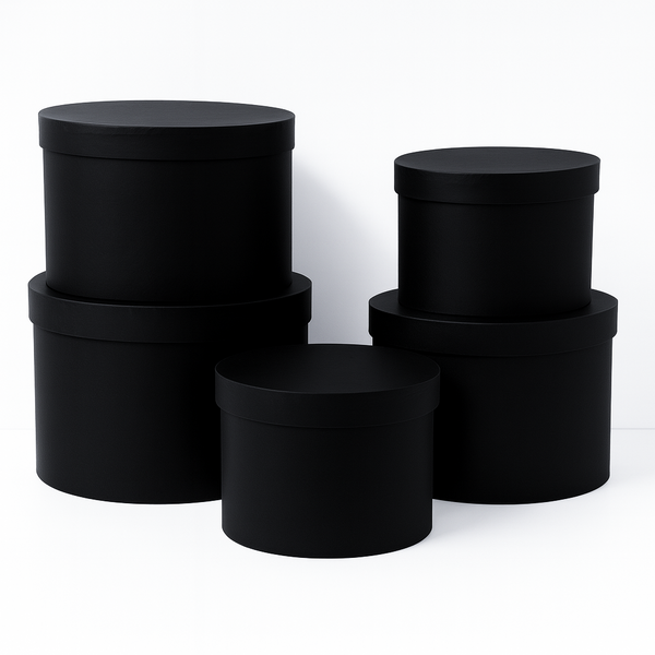 Set 5 cutii uni din carton cu capac, culoare negru - ROC 5909