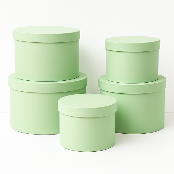 Set 5 cutii uni din carton cu capac, culoare vernil - ROC 5909