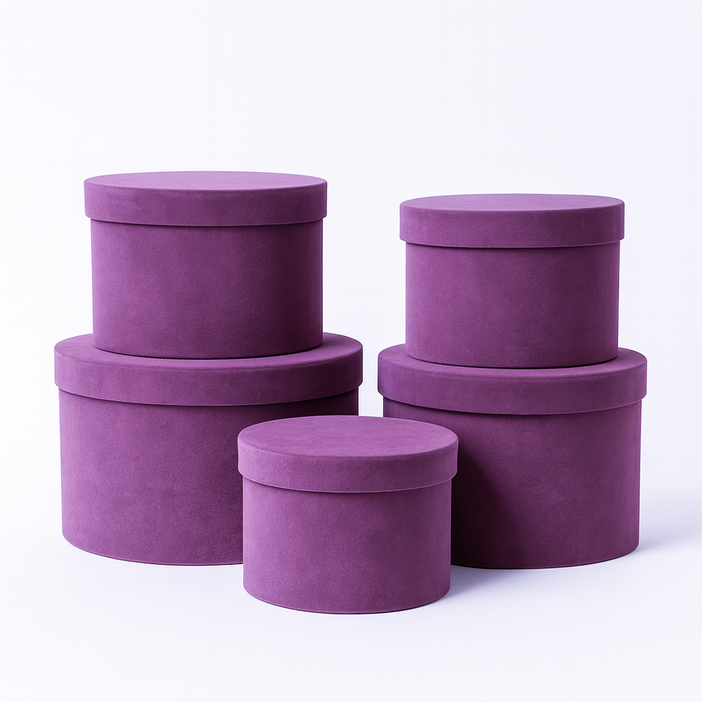 Set 5 cutii învelite în catifea, culoare lila E24 - ROC 5910