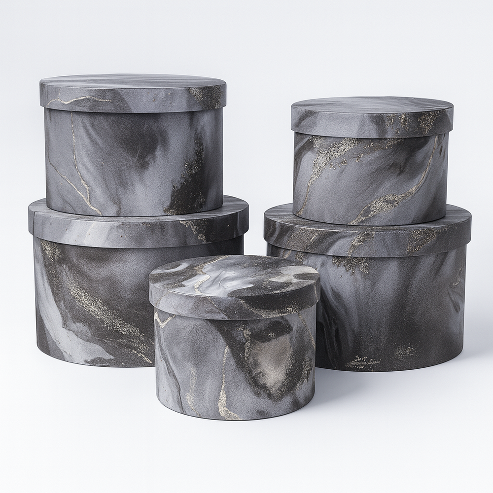 Set 5 cutii tapetate, culoare negru - ROC 5910