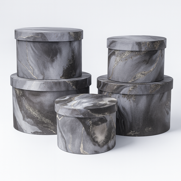 Set 5 cutii tapetate, culoare negru - ROC 5910