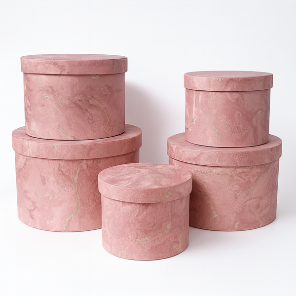 Set 5 cutii tapetate, culoare roz - ROC 5910