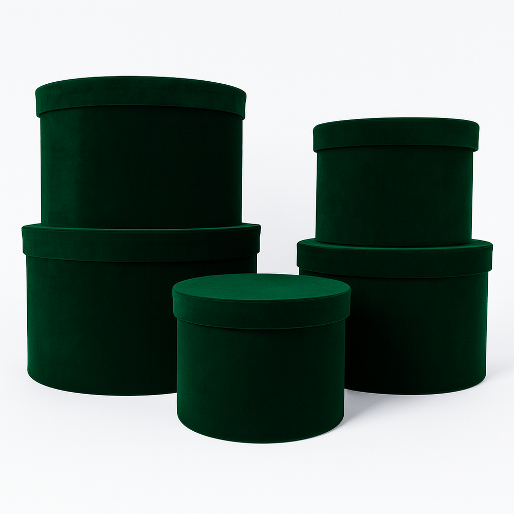 Set 5 cutii învelite în catifea, culoare verde A20  - ROC 5910