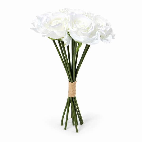 Buchet trandafiri artificiali, culoare alb - ROC AF1