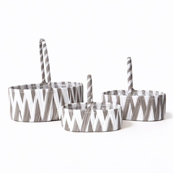 Set 3 coșuri decorative din PVC cu mâner- ROC CO14