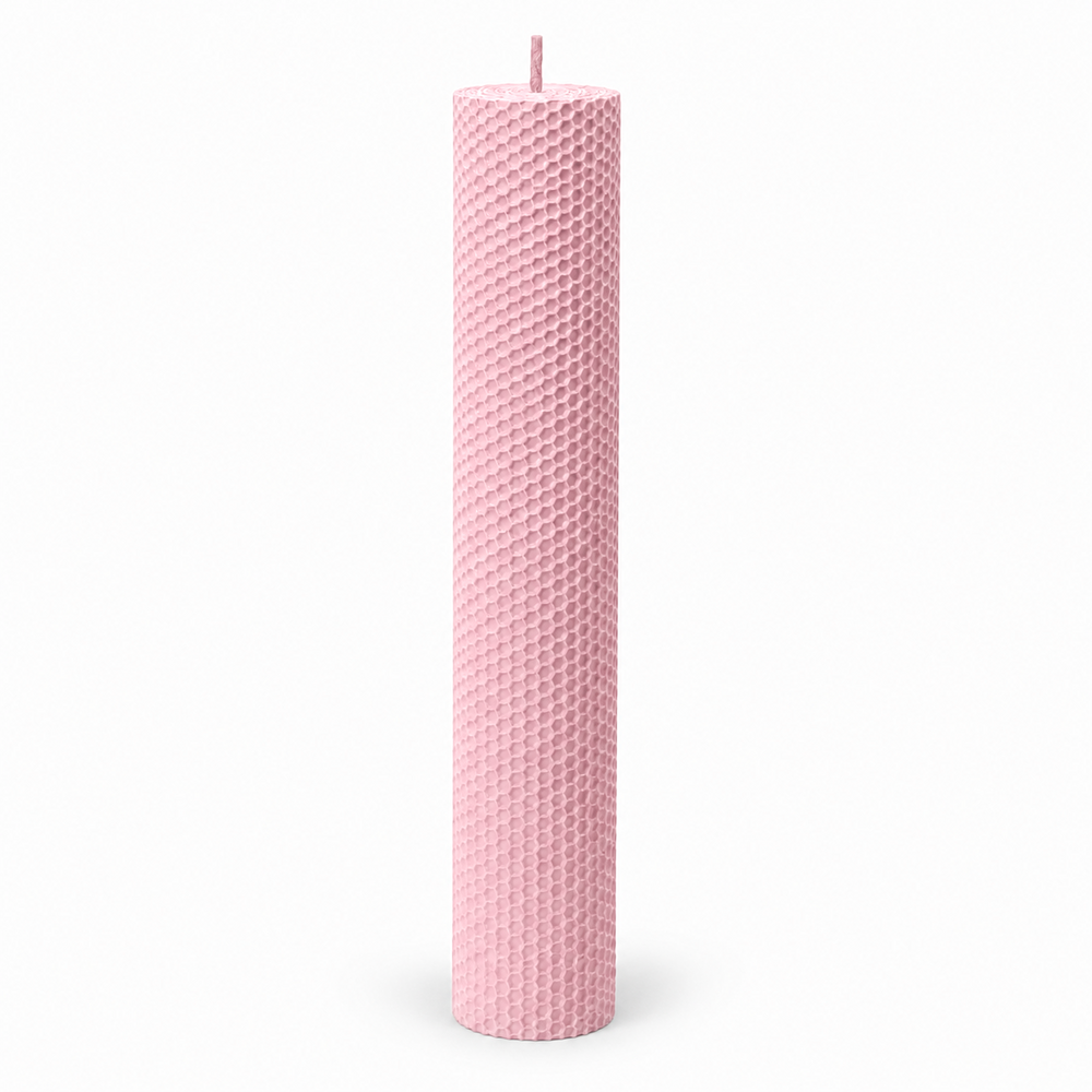 Lumânare din ceară de albine tip fagure, 35 cm, culoare roz NR. 14 - 35060TFC