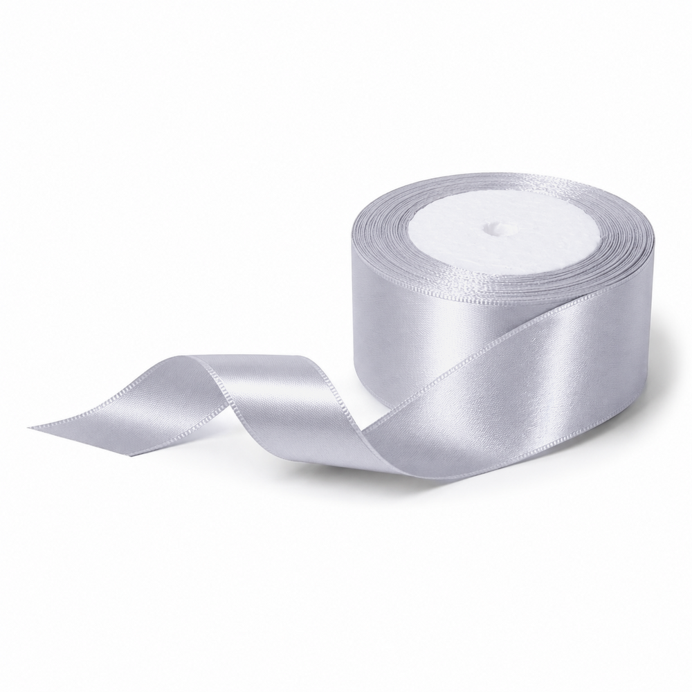 Rolă panglică satin, 4 cm, culoare gri NR. R99 - ROC 0811