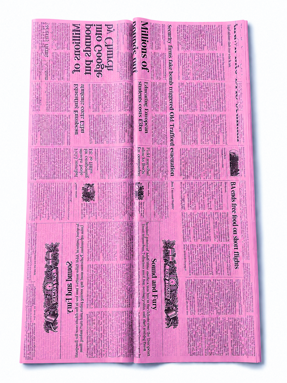 Ambalaj semitransparent tip ziar, culoare roz - ROC A64