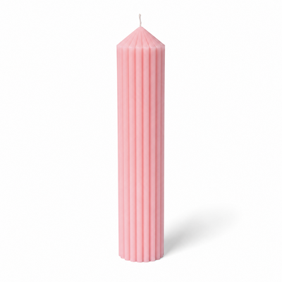 Lumânare canelată din parafină, 35 cm, culoare roz NR. 2 - 35060 CANELATĂ