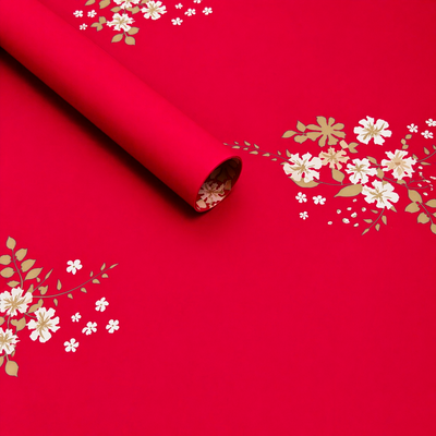 Coli celofan cu print floral, culoare roșu J46 - ROC A288