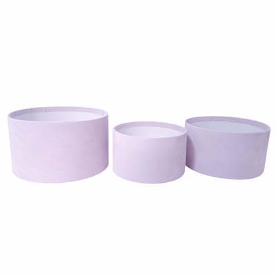 Set 3 cutii rotunde fără capac învelite în catifea, culoare lila 102A- ROC 901