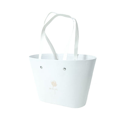 Cutie cu mânere pentru aranjamente florale, culoare alb - ROC 905