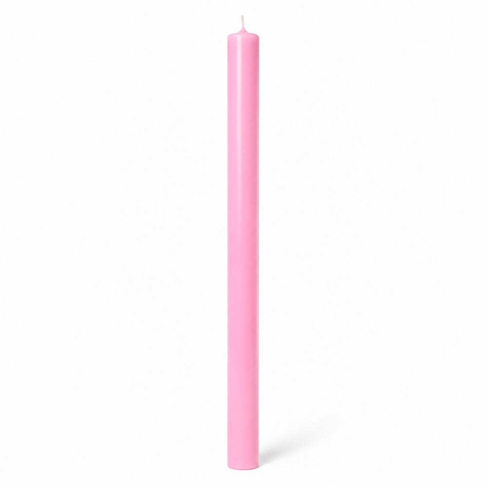 Lumânare din parafină albă pentru botez, 80 cm, culoare roz - 80040 DR ROZ
